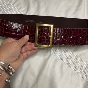 Vintage Dolce & Gabbana patent leather crocodile embossed belt